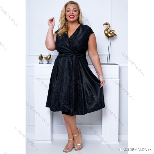 Women's Plus Size (42-46) Long Elegant Party Sleeveless Dress POLISH FASHION PMLBC23265-10 black 46
