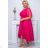 Women's Plus Size (42-46) Long Elegant Party Sleeveless Dress POLISH FASHION PMLBC23265-10 růžová fuchsiová 44