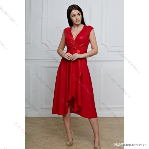 Women's Plus Size (42-46) Long Elegant Party Sleeveless Dress POLISH FASHION PMLBC23265-10 red 54