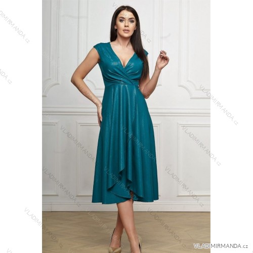 Women's Plus Size (42-46) Long Elegant Party Sleeveless Dress POLISH FASHION PMLBC23265-10 turquoise 54