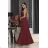 Women's strapless tulle party dress (S/M/L ONE SIZE) ITALIAN FASHION IM923001 wine 