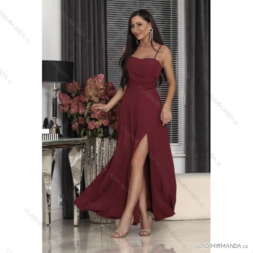 Women's strapless tulle party dress (S/M/L ONE SIZE) ITALIAN FASHION IM923001 wine 