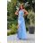 Women's Strapless Long Satin Party Dress (34-42) POLISH FASHION PMLEL24NATHALIE Light blue 46