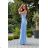 Women's Strapless Long Satin Party Dress (34-42) POLISH FASHION PMLEL24NATHALIE Light blue 46