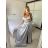 Šaty carmen dlhé na ramienka elegantné saténové dámske (S/M ONE SIZE) TALIANSKA MÓDA IMPBB22B22735/DR - zelená lipová - S/M