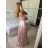 Šaty carmen dlhé na ramienka elegantné saténové dámske (S/M ONE SIZE) TALIANSKA MÓDA IMPBB22B22735/DR - zelená lipová - S/M
