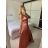 Šaty carmen dlhé na ramienka elegantné saténové dámske (S/M ONE SIZE) TALIANSKA MÓDA IMPBB22B22735/DR - zelená lipová - S/M