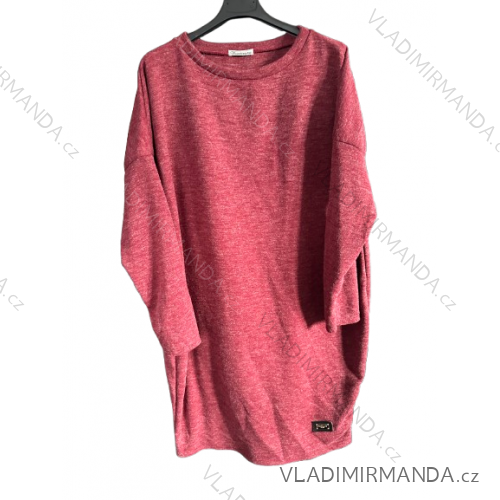 Classic Warm Long Sleeve Dress Women's (L / XL ONE SIZE) ITALIAN FASHION IMD211121  wine