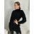 Women's Turtleneck Sweater Knit Long Sleeve Women's (uni sm) ITALIAN FASHION IM4192002 S / M black