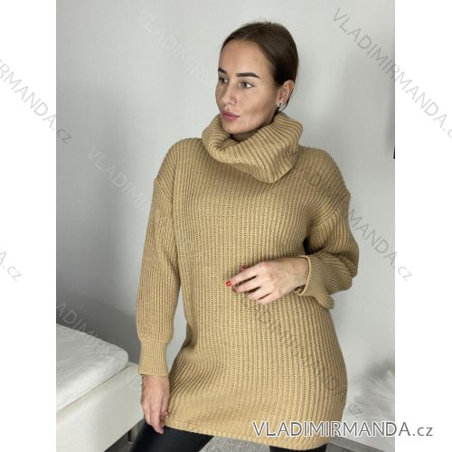 Kurzes gestricktes Rollkragen-Langarmkleid für Damen (Einheitsgröße S/M/L) ITALIAN FASHION IMPLI248123