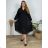 Lamb Coat Long Sleeve Women's Plus Size (3XL/4XL ONE SIZE) ITALIAN FASHION IMD22748 black