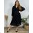 Lamb Coat Long Sleeve Women's Plus Size (3XL/4XL ONE SIZE) ITALIAN FASHION IMD22748 black