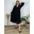 Lamb Coat Long Sleeve Women's Plus Size (3XL/4XL ONE SIZE) ITALIAN FASHION IMD22748 black