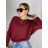 Leicht gestrickter Langarmpullover für Damen (L/XL EINHEITSGRÖSSE) ITALIAN FASHION IM723GALA S / M Wein