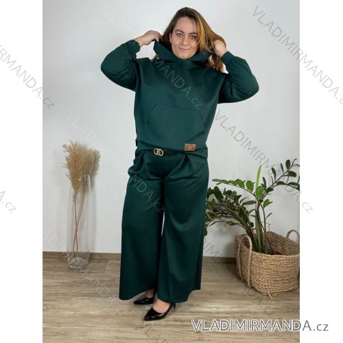 Kalhoty elegantní s páskem dámské nadrozměr (46/48/50 ONE SIZE) ITALSKÁ MÓDA IMC24601/DR