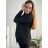 Women's Plus Size Long Sleeve Turtleneck T-Shirt (42/44/46 ONE SIZE) ITALIAN FASHION IM524006 56/58 black