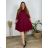 Šaty elegantní dlouhý rukáv dámské nadrozměr (2XL/3XL/4XL ONE SIZE) ITALSKá MóDA IM424VERONA/DUR vínová 3XL/4XL