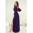 Women's Long Elegant Dress with Wide Straps (SL) FRENCH FASHION FMPEL23VELVET dark blue 38