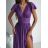 Langes, elegantes Damenkleid mit breiten Trägern (SL) FRENCH FASHION FMPEL23VELVET Dunkelviolett 38