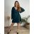 Women's elegant party long sleeve dress (S/M ONE SIZE) ITALIAN FASHION IM322282 56/58 dark emerald