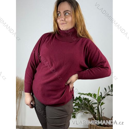 Strickpullover mit Rollkragen, Langarm, Damen, Übergröße (54/56/58 Einheitsgröße), ITALIAN FASHION IM524KEYLA