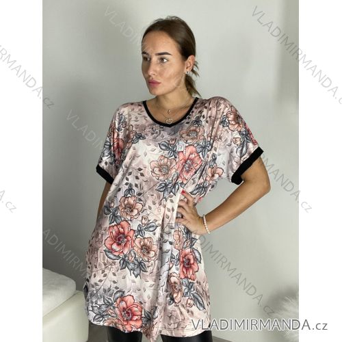 Tunika krátký rukáv dámská nadrozměr (54/56/58ONE SIZE) TURECKÁ MODA TME249100-4/DR 54/56 růžová starorůžová