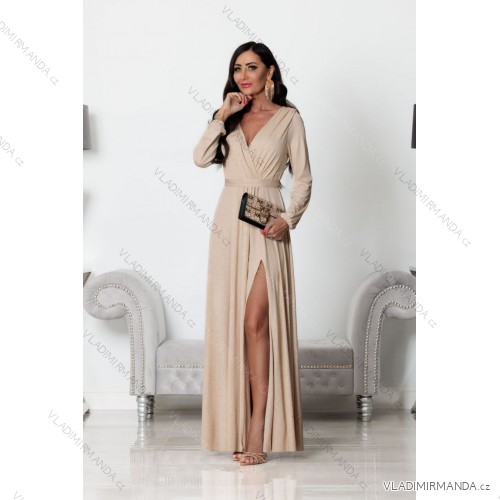 Women's strapless tulle party dress (S/M/L ONE SIZE) ITALIAN FASHION IM923001 beige S