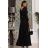 Women's Long Elegant Dress with Wide Straps (SL) FRENCH FASHION FMPEL23VELVET black XL