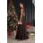 Women's strapless tulle party dress (S/M/L ONE SIZE) ITALIAN FASHION IM923001 dark brown M