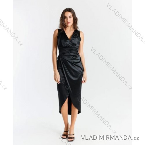 Šaty elegantné spoločenské na ramienka dámske (S/M ONE SIZE) TALIANSKA MÓDA IMPSH246479/DR S / M čierna