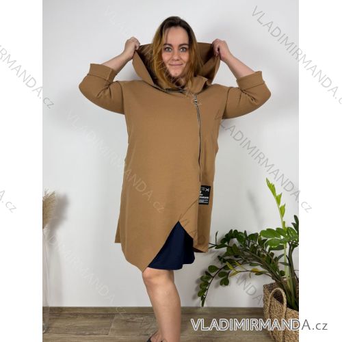 Langärmliges Damen-Sweatshirt mit Reißverschluss und Kapuze in Übergröße (XL/2XL, EINZIGE GRÖSSE) ITALIAN FASHION IMD23429