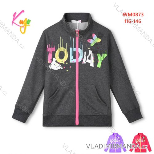 Long sleeve zip-up sweatshirt for children, teenagers, girls (116-146) KUGO WM0873