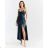 Šaty elegantné spoločenské plesové na ramienka dámske (S/M/L ONE SIZE) TALIANSKA MÓDA IMPSH246578/DR tmavo modrá S/M/L