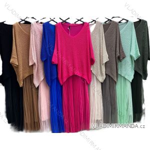Knitted set long tulle dress and thin long sleeve sweater women's oversized (54/56/58 ONE SIZE) ITALIAN FASHION IMC25006
