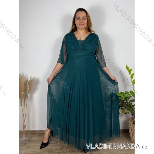 Kleid Kurzarm Damen (Uni L-2XL) ITALIENISCH MODA IMS25STELLA  modrá petrolejová