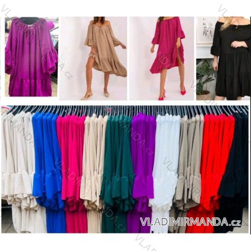 Šaty voľnočasové 3/4 dlhý rukáv dámske nadrozmer (40/42/44 ONE SIZE) TALIANSKA MÓDA IMBM25021