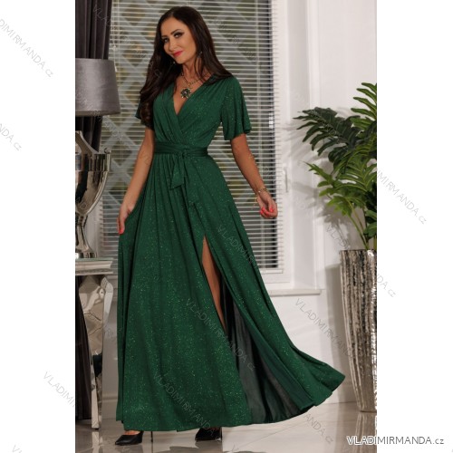 Women's Strapless Long Satin Party Dress (34-42) POLISH FASHION PMLEL24NATHALIE green 2XL