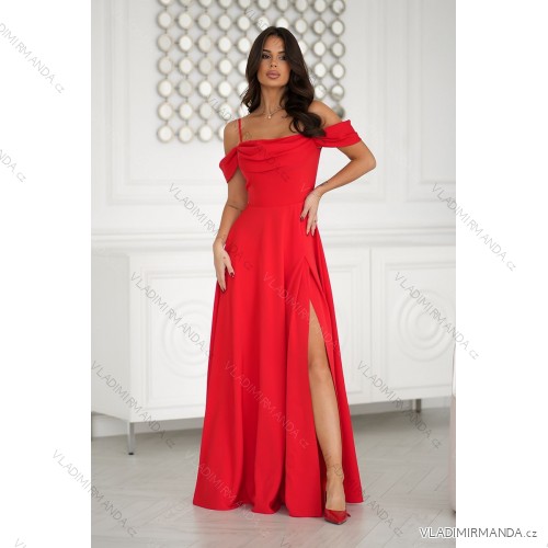 Women's Plus Size (42-46) Long Elegant Party Sleeveless Dress POLISH FASHION PMLBC23265-10 red 40