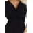 581-1 JENNIFER shiny long dress with sleeves and neckline - black with glitter