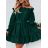 Šaty krátke elegantné letné s opaskom dlhý rukáv dámske nadrozmer (48/50/52 ONE SIZE) TALIANSKA MÓDA IMD24433-1 čierna 