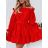 Šaty krátke elegantné letné s opaskom dlhý rukáv dámske nadrozmer (48/50/52 ONE SIZE) TALIANSKA MÓDA IMD24433-1 čierna 