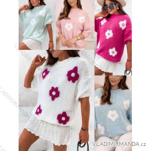 Women's short sleeve knitted mohair sweater (S/M/L ONE SIZE) ITALIAN FASHION IMWGB25003