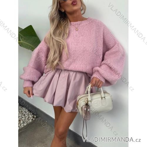 Women's oversized mohair long sleeve knitted sweater (S/M/L ONE SIZE) ITALIAN FASHION IMWGB25009