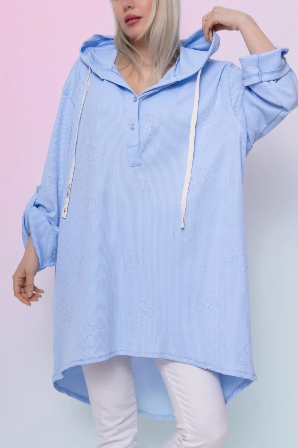 Women's long-sleeved light sweatshirt with hood (S/M/L ONE SIZE) ITALIAN FASHION IMPLI2537819