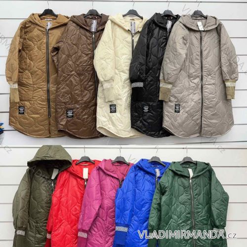 Leichte Steppjacke/-mantel für Damen mit Kapuze, lange Ärmel (S/M/L ONE SIZE) ITALIAN FASHION IMWKK25028