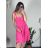 Women's Long Chiffon Short Sleeve Dress (S/M ONE SIZE) ITALIAN FASHION IMWGS231048 S/M dark pink