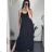 Šaty dlouhé letní na ramínka dámské Rebeca (S/M ONE SIZE) ITALSKÁ MÓDA IMD23472/DUR -   Černá -   S/M