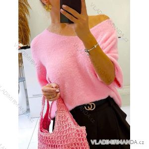 Women's warm furry mohair short sleeve sweater (S/M/L ONE SIZE) ITALIAN FASHION IMWCH25002