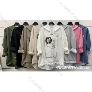 Women's long-sleeved, lightweight sweatshirt with hood (S/M/L ONE SIZE) ITALIAN FASHION IMWCP25021