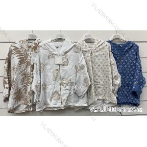 Bunda tenká jarní s kapucí dlouhý rukáv dámská (S/M/L ONE SIZE) ITALSKÁ MÓDA IMWCP25023